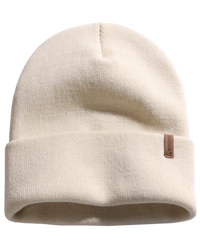 FURTALK Beanie for Men Women Cuffed Thick Knitted Winter Hat Skull Cap - color: Beige