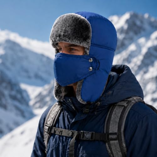 mysuntown Warm Winter Hats for Women Men with Ear Flaps for Cold Weather - color: Blue