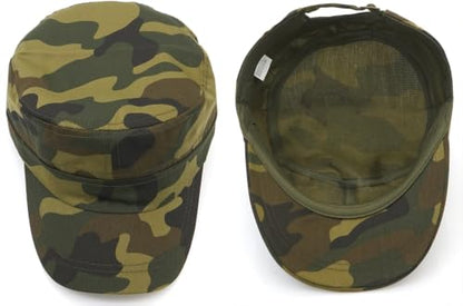 Men's Military Cadet Hat Flat Top Newsboy Cap - color: C - Brown ( Camo )