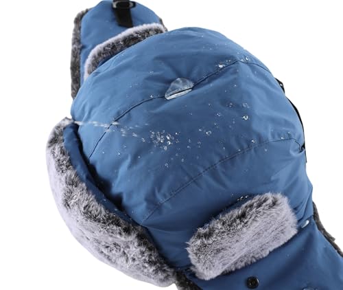 Connectyle Trapper Hat for Men Women Faux Fur Trooper Trapper Winter Hat with Ear Flaps Waterproof Ushanka Hunting Hats - color: Blue