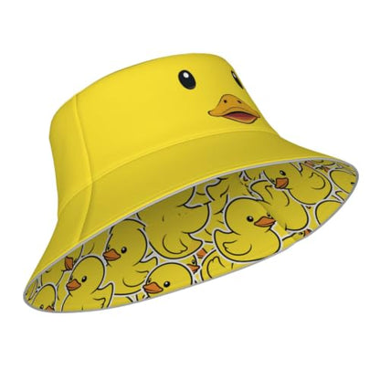 Bucket Hat Funny Duck Fisherman Hat Travel Beach Sun Hat Outdoor Cap for Men Women Adults - color: Double-side Funny Duck 1