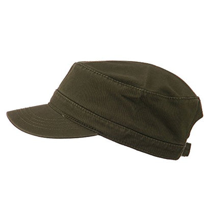 Garment Washed Adjustable Army Cap - color: Dark Olive Green
