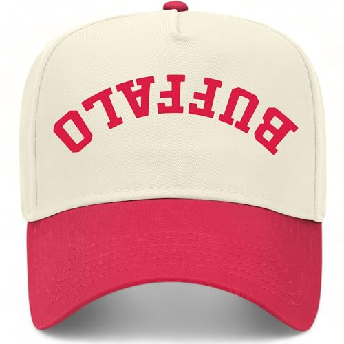 Buffalo Upside Down Reversed Vintage Trucker Hat | Premium Adjustable Snapback Baseball Hat for Men & Women - color: Red/Natural