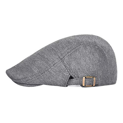 VOBOOM Men Newsboy Cap Cotton Flat Ivy Gatsby Driving Hat - color: Dark Grey