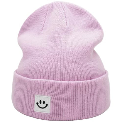 55cube Unisex Winter Beanie Hats Warm Thick Knit Cuffed Skullcaps - color: Dusty Mauve