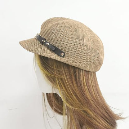 Lightweight Newsboy Cap Beret Breathable Mesh Sun Hat Beach Hats for Women - color: Khaki