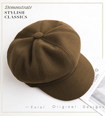 Sumolux Women Beret Newsboy Hat French Cap Classic Winter - color: Brown