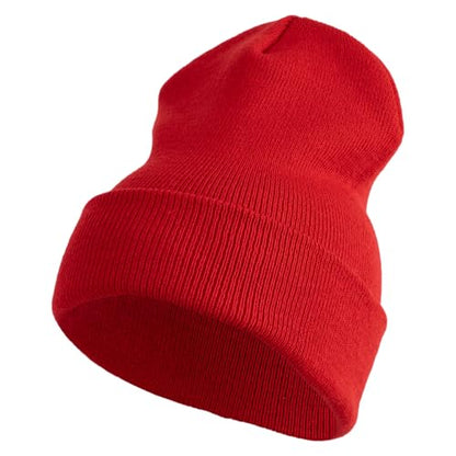 e4Hats.com 12 inch Cuffed Knit Long Beanie - color: Red