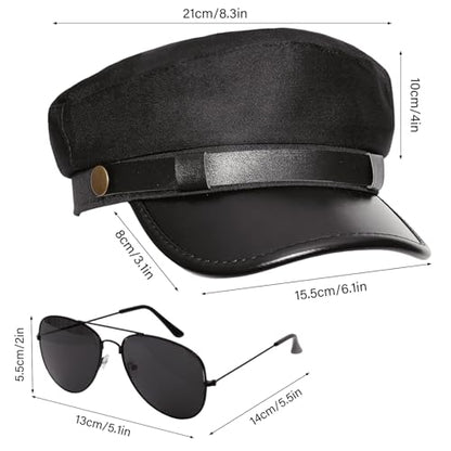 Gvhntk Yacht Boat Sailor Captain Hat/Police Hat/Chauffeur Hats Cap for Men Women Newsboy Cap Officer Cop Cosplay Costume Hats - style: Chauffeurs