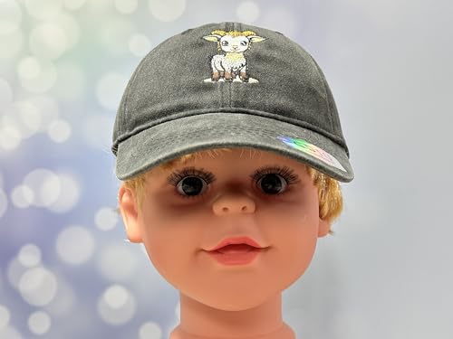 Adjustable Embroidery Animal Baseball Hat for Kid Toddler Child - color: Goat (Washed Black)