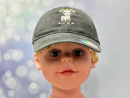 Adjustable Embroidery Animal Baseball Hat for Kid Toddler Child - color: Goat (Washed Black)