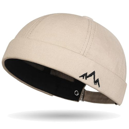 Outdoor Brimless Hat for Men Women, Adjustable Rolled Cuff Skull Cap - color: 2#beige