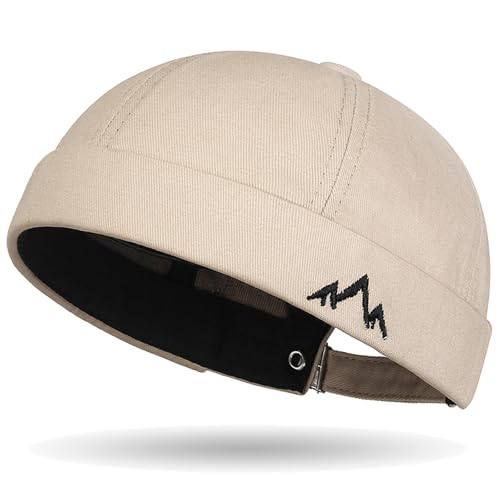Outdoor Brimless Hat for Men Women, Adjustable Rolled Cuff Skull Cap - color: 2#beige
