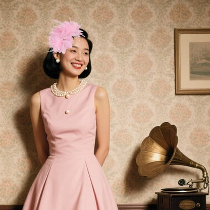 Elegant Fascinator Hat with Feather Pearl & Veil Tea Party Headband for Weddings Cocktail Parties & Dressy Outfits（Pink）