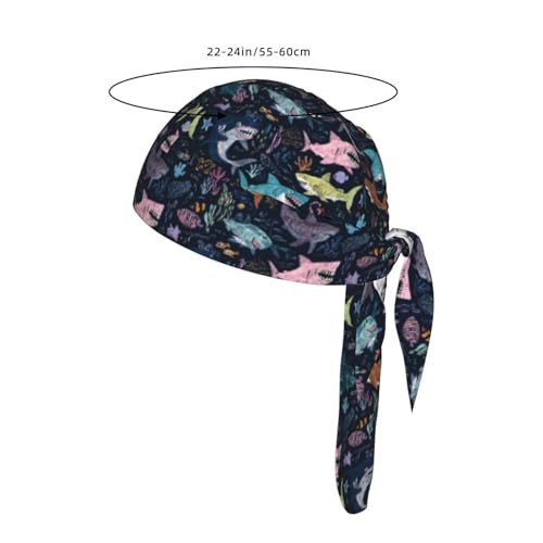 Adjustable Cycling Cap, Quick Dry Sports Bandana Skull Cap Helmet Liner - color: Funny Sharks
