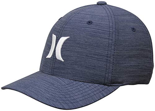 Hurley Mens Baseball Cap, H2O-Dri Stretch Fitted Hat with Curved Bill - color: Obsidian/White (Obsdnwht/453), size: Large-X-Large