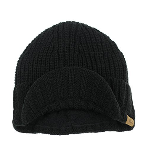Home Prefer Men's Winter Hat Thick Knit Beanie Cap with Visor Newsboy Beanie Hat - color: Black