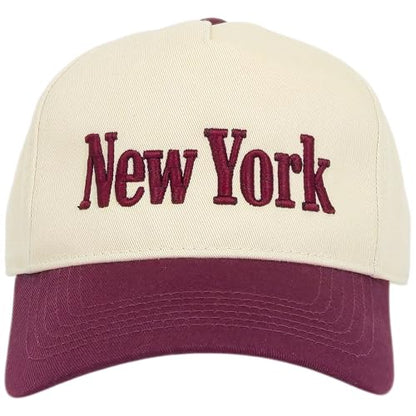 E BY ELIDAN New York Trucker Snapback Hat 3D Embroidered Baseball Cap - color: Cream Burgundy