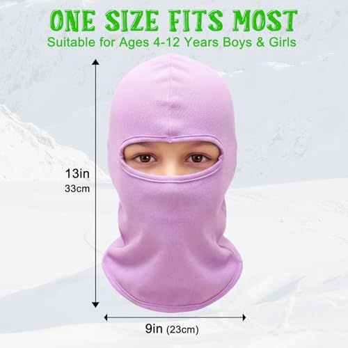 Kids Balaclava Ski Mask Winter Windproof Fleece Full Face Mask for Boy Girl - color: Purple