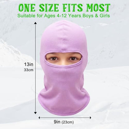 Kids Balaclava Ski Mask Winter Windproof Fleece Full Face Mask for Boy Girl - color: Purple