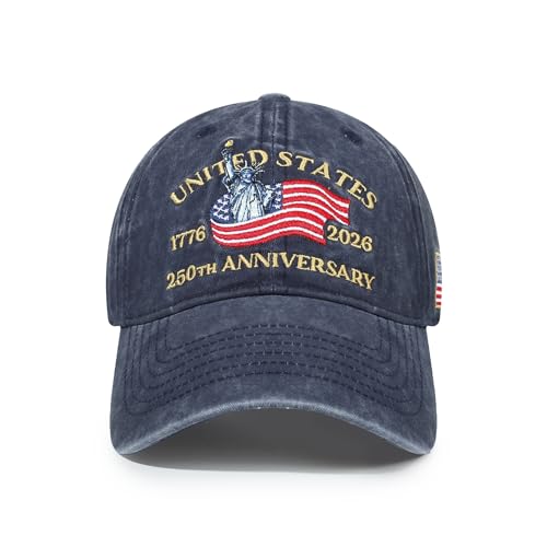 USA 250th Anniversary Baseball Cap Patriotic Embroidered American Hat - color: 2-navy