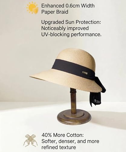 Packable Floppy Sun Hat for Women, Wide Brim Foldable Beach Hat with Soft Sweatband for Sun Protection, Travel & Summer - color: Beige-leopard Print