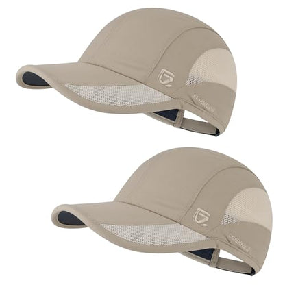 GADIEMKENSD Outdoor Running Hat Breathable Mesh 2PACK - color: Khaki, size: 6 7/8-7 1/4
