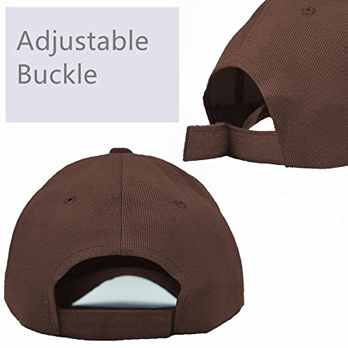 Glory Max Plain Baseball Cap Hook & Loop Strap Adjustable Solid Blank Curved Visor Hat - color: Brown