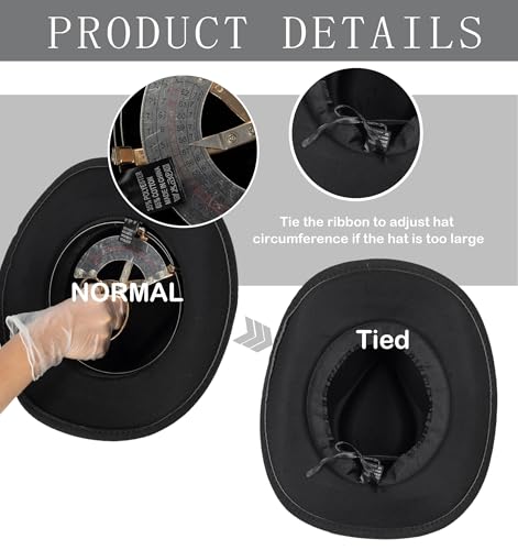 Felt Fedora Western Cowboy Hat for Women Men - color: Black-bull Buckle Belt Decor