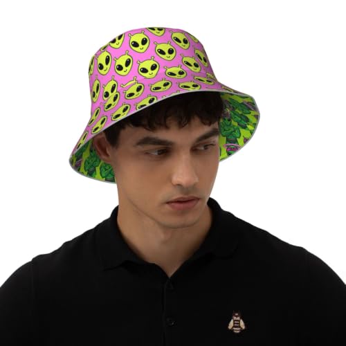 Funny Bucket Hat Packable Reversible Bucket Hats for Women Men - color: Alien