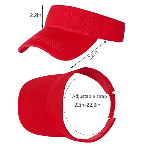 Rbenxia 2 Pieces of Adjustable Sport Visors Sun Visor Hats Cap Visors for Women and Men - color: Red