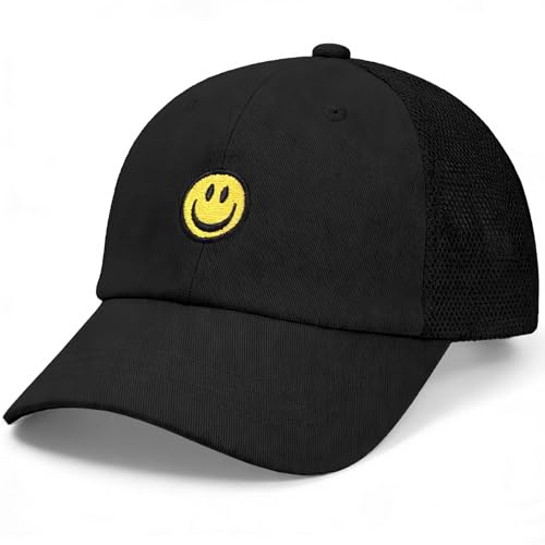 SONMONY Toddler Hat Smile Face Kids Baseball Cap Adjustable Cute Hat 3-12Y - color: Mesh-black
