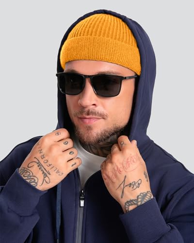 ROYBENS Short Fisherman Beanie for Men Women Wool Knit Warm Winter Hat Swag - color: 1pcs-yellow