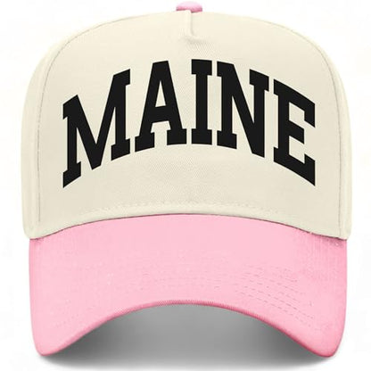 Maine Collegiate Hat - color: Pink/Natural