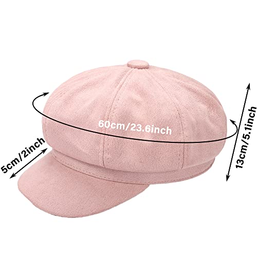 Newsboy Cabbie Baker boy hat Beret Cap for Women Pageboy Visor Paperboy Hat Sailor Fiddler Hat Adjustable - color: Pink Tweed