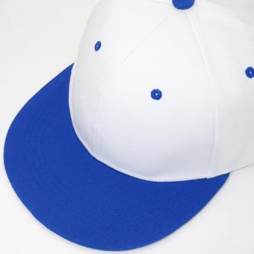 Snapback Hat Flat Bill Visor Hats Adjustable Hip Hop Baseball Cap for Women Men - color: White Blue