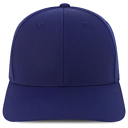 Trendy Apparel Shop Structured High Profile 6 Panel Curved Bill Snapback Baseball Cap - color: Navy