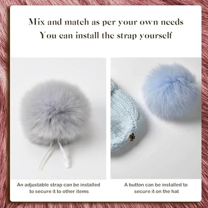 Allruyee 32 Pieces Pom Pom Faux Fur Pom Pom for Hats, Keychains, Scarves, Gloves & Bags Accessories with Elastic Loop, 16 Colours - color: Dark Color