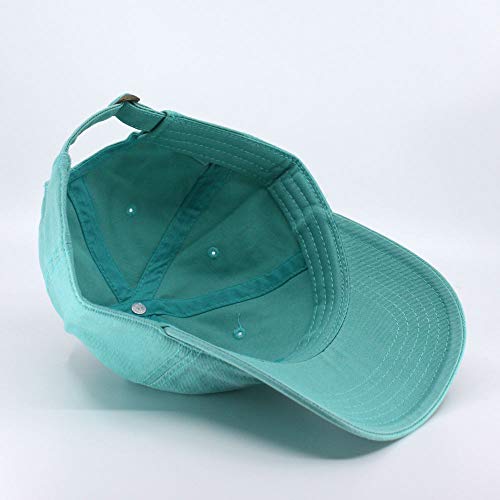 Washed Canvas Combed Cotton Unstructured Soft Crown Adjustable Dad Hat Baseball Cap - color: Washed Cotton Turquoise