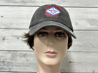 America State City Flag Hats - color: Arkansas Flag (Washed Black)