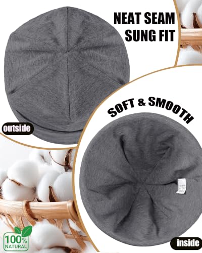 100% T-Shirt Cotton Slouchy Beanie Women Men,Lightweight Chemo Hat - color: Charcoal Grey(2-layer)