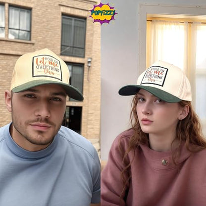 Popfizzy Funny Hats for Men and Women, Fun Adult Baseball Cap, Funny Birthday Gifts for Women and Men, Cool Dad Hat Gift Idea - color: Overthink This (Green)