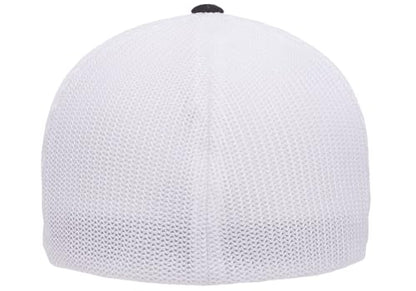 Flexfit 6511 Fitted Mid-Profile Stretchable Mesh Panels Trucker Cap - color: Black/White, size: Large-X-Large