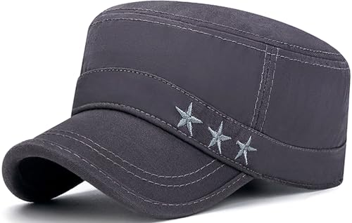 Cadet Hat Flat Top Hats Army Military Caps for Men Women - color: Gray 7