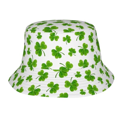 Bucket Hat for Men Women Funny Hat Unisex Foldable Summer Travel Beach Hat - color: Clover Bucket Hats