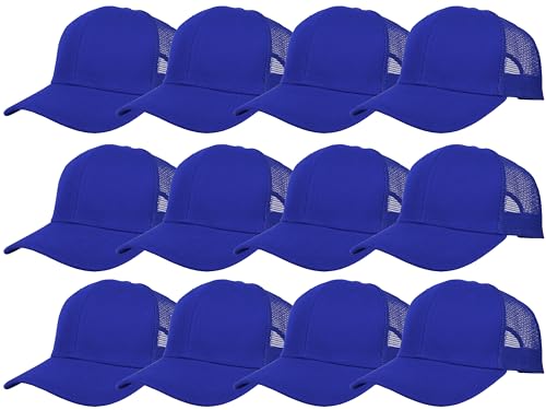 Gelante Mesh Trucker Hat Baseball Cap Structured Front Panel Wholesale LOT 12 Pack - color: Royal