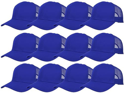 Gelante Mesh Trucker Hat Baseball Cap Structured Front Panel Wholesale LOT 12 Pack - color: Royal
