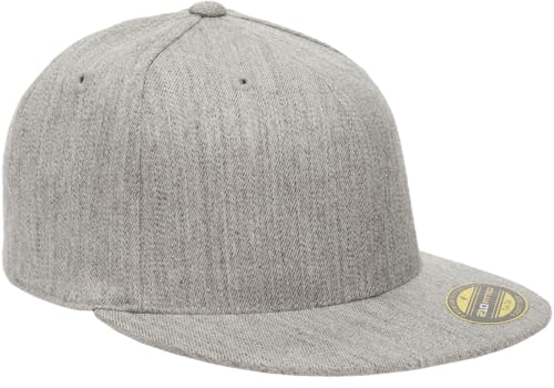 Flexfit Men's 210 Fitted Flat Bill Cap Hat Heather Grey, X-Large-XX-Large