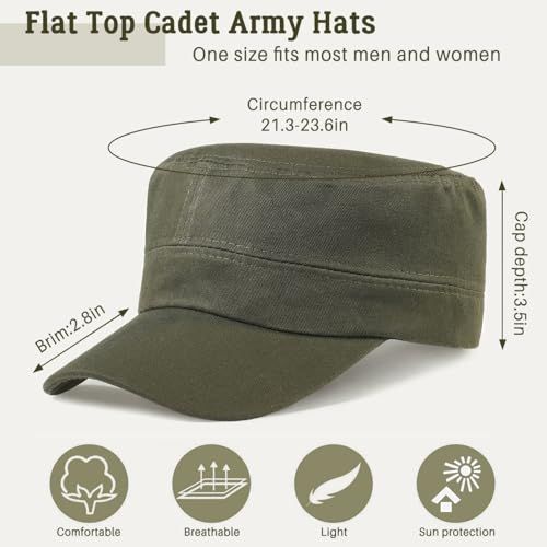 Glamorstar Unisex Cadet Army Hats 4 Pieces Military Flat Top Newsboy Cap - color: Navy+amry Green+brown+beige