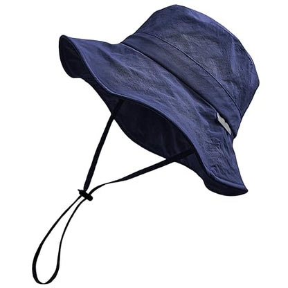 Waterproof Bucket Hat for Men Women Quick Dry Sun Hat Fishing Safari Hat Adjustable Chin Strap UV Protection - color: Blue